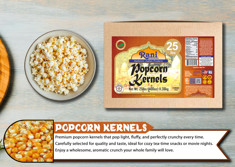 Rani Popcorn Kernels 400oz (25lbs) 11.36kg Bulk, Perfect for Stovetop, Microwave & Popcorn Machines ~ All Natural | Gluten Friendly | Vegan | NON-GMO | Kosher | Product of USA
