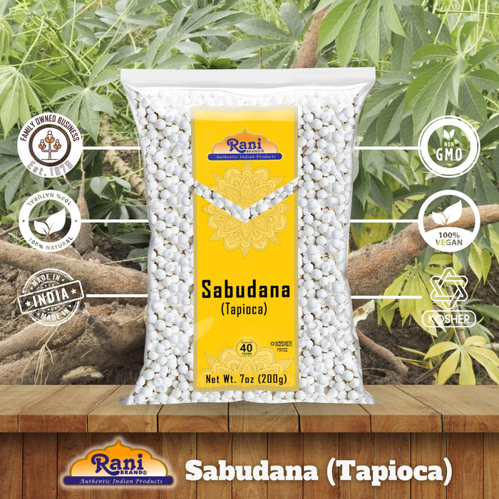 Rani Sabudana (Tapioca / Sago) Pearls 7oz (200g) ~ All Natural | Vegan | No Colors | NON-GMO | Kosher | Indian Origin