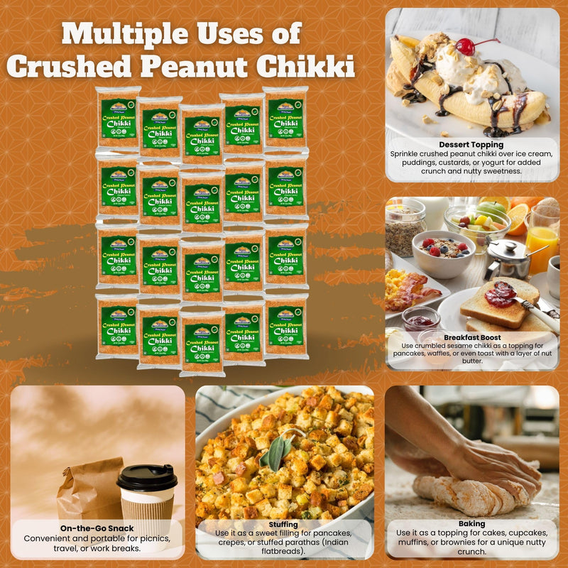 Rani Crushed Peanut Chikki (Brittle Candy) 3.5oz (100g) x Pack of 20 ~ All Natural | Vegan | Kosher | No colors | Gluten Friendly | Indian Origin
