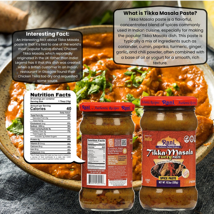 Rani Tikka Masala Cooking Spice Paste 10.5oz (300g) Glass Jar, Pack of 5+1 FREE ~ No Colors | All Natural | NON-GMO | Kosher | Vegan | Gluten Free