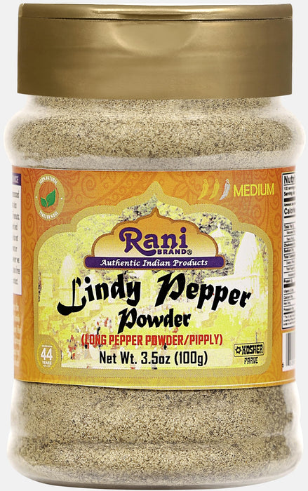 Rani Lindy Pepper Powder (Long Pepper, Piper Longum, Pipli) 3.5oz (100g) PET Jar ~ All Natural | Gluten Friendly | NON-GMO | Kosher | Vegan | Indian Origin