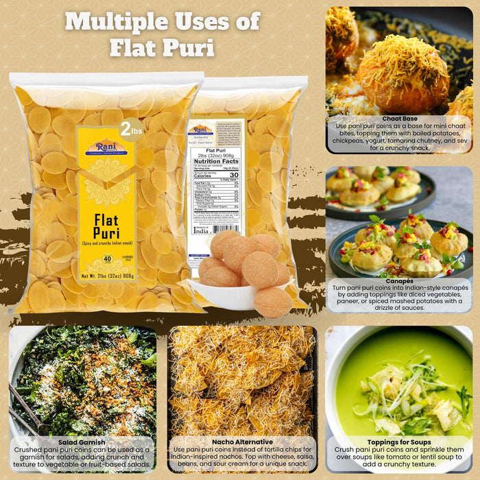 Rani Pani Puri Coins 32oz (2lbs) 907g, Bulk Pack 330-335 Coins ~ Uncooked, Microwaveable wheat and Semolina Coins ~ All Natural | Vegan | NON-GMO | Kosher