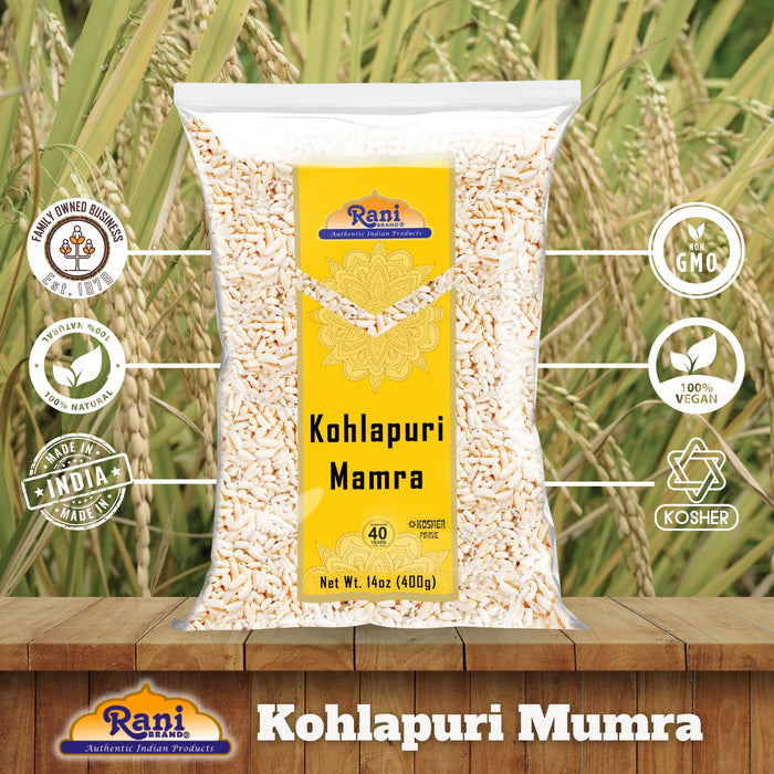 Rani Kohlapuri Mamra (Puffed Rice) 14oz (400g) ~ All Natural, Indian Origin | No Color | Gluten Friendly | Vegan | NON-GMO | Kosher | No Salt or fillers