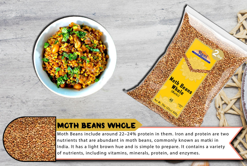 Rani Moth Beans Whole 32oz (2lbs) 908g ~ All Natural | Gluten Friendly | Non-GMO | Kosher | Vegan | Indian Origin