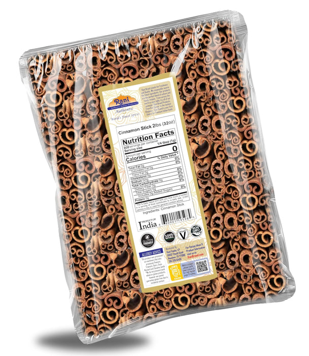 Rani Cinnamon Sticks 32oz (2lbs) 908g Bulk Bag - 175-200 Sticks - Strong Aroma, Perfect for Baking, Cooking & Beverages | 3+ Inches Length - Cassia Saigon Cinnamon from Vietnam | Kosher