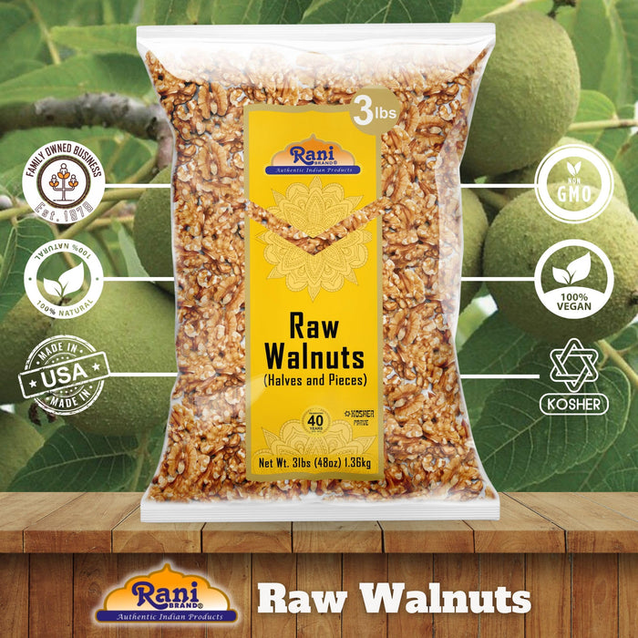 Rani Raw Walnuts, Halves and Pieces 48oz (3lbs) 1.36kg ~ All Natural | Vegan | Kosher | Gluten Friendly | Fresh Product of USA