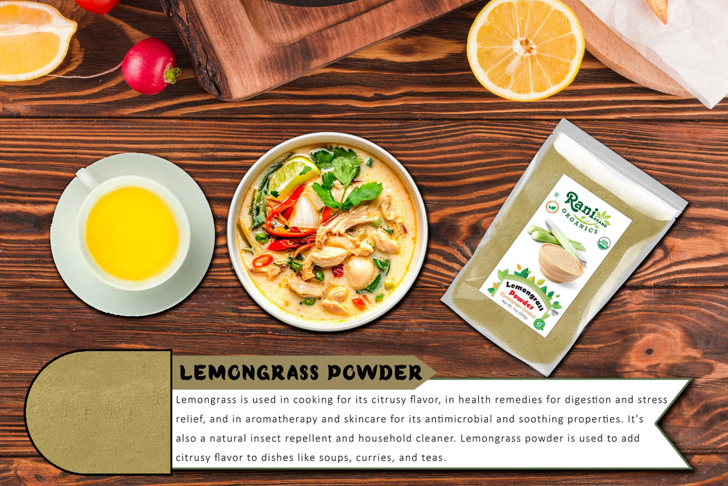Rani Organic Lemongrass Powder (Cymbopogon Citratus) 7oz (200g) ~ All Natural | No Color | Gluten Friendly | Vegan | Non-GMO | Kosher | No Salt or fillers | Indian Origin | USDA Organic Certified