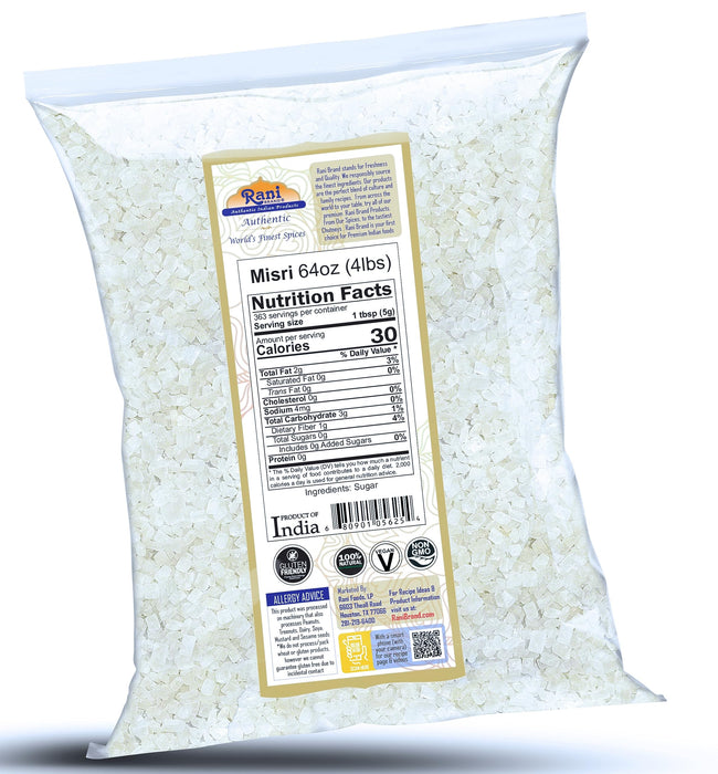Rani Misri (India Sugar Crystals) 64oz (4lbs) 1.81kg ~ All Natural | Gluten Friendly | No Colors | Vegan | Kosher | Indian Origin