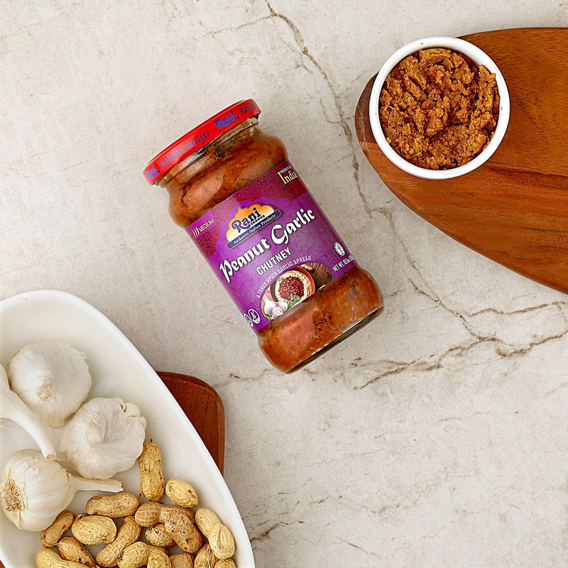 Rani Peanut Garlic Chutney 10.5oz (300g) Glass Jar, Ready to Eat ~ Vegan | Gluten Free | NON-GMO | No Colors | Indian Origin