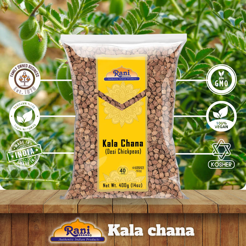 Rani Kala Chana (Desi Chickpeas Chana with skin)14oz (400g) ~ All Natural | Gluten Friendly | NON-GMO | Kosher | Vegan | Indian Origin