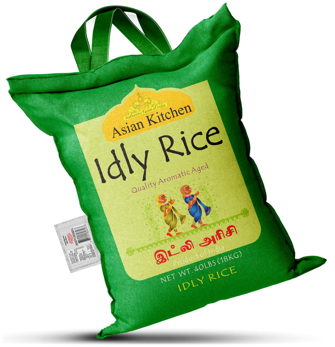 Asian Kitchen Idly (Idli) Rice 40-Pound Bag, 40lbs (18.14kg) Short Grain Rice ~ All Natural | Vegan | Indian Origin | Export Quality
