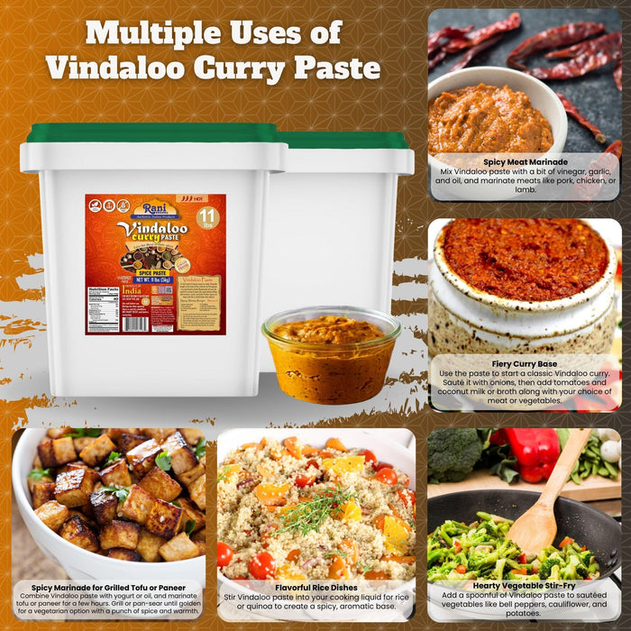 Rani Vindaloo Curry Cooking Spice Paste, Hot! 176oz (11lbs) 5kg Bulk ~ No Colors | All Natural | NON-GMO | Kosher | Vegan | Gluten Free | Indian Origin