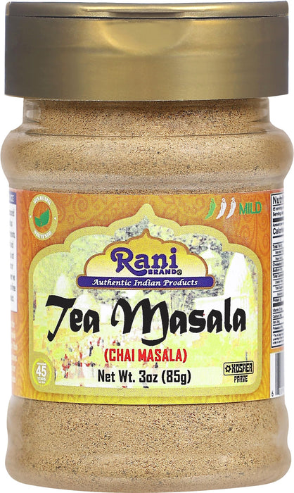 Rani Tea (Chai) Masala Indian Spice Blend 3oz (85g) PET Jar ~ All Natural | Vegan | Gluten Friendly | Salt & Sugar Free | NON-GMO | Kosher | No Colors