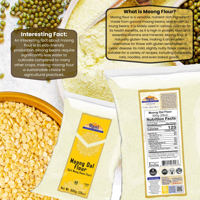 Rani Moong Flour (Mung Bean Flour, Green Gram Flour) 28oz (1.75lbs) 800g ~ All Natural | Vegan | Gluten Friendly | NON-GMO | Kosher | Indian Origin