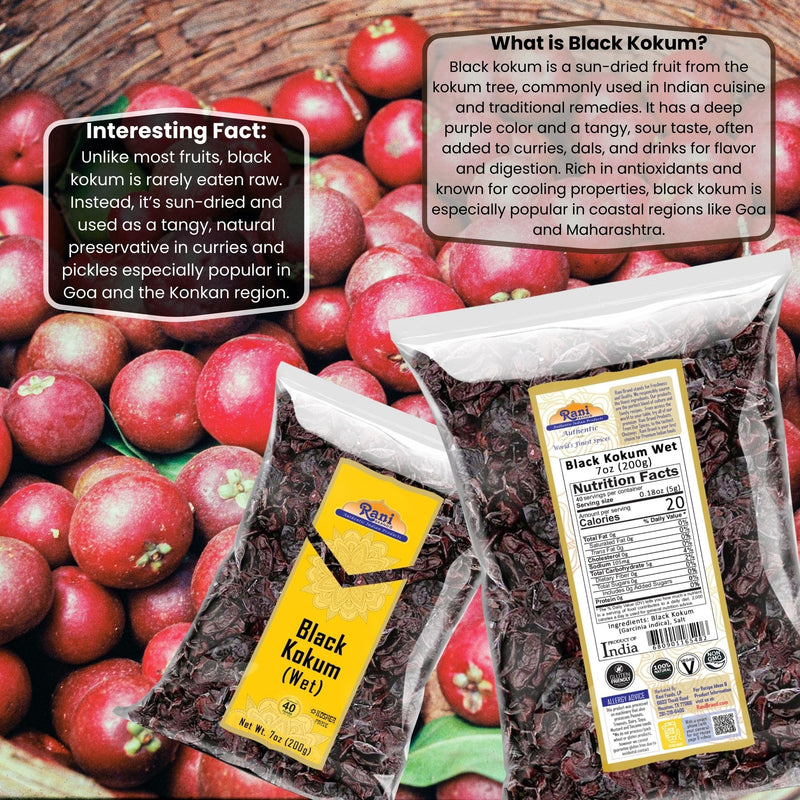 Rani Black Kokum (Wet) Garcinia Indica 7oz (200g) ~ All Natural | Gluten Friendly | Vegan | NON-GMO | Kosher | No Salt or fillers | Indian Origin