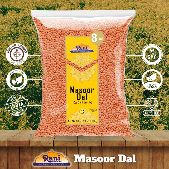 Rani Masoor Dal (Indian Red Lentils) Split Gram, 128oz (8lbs) 3.63kg, Bulk ~ All Natural | Gluten Friendly | NON-GMO | Kosher | Vegan | Indian Origin