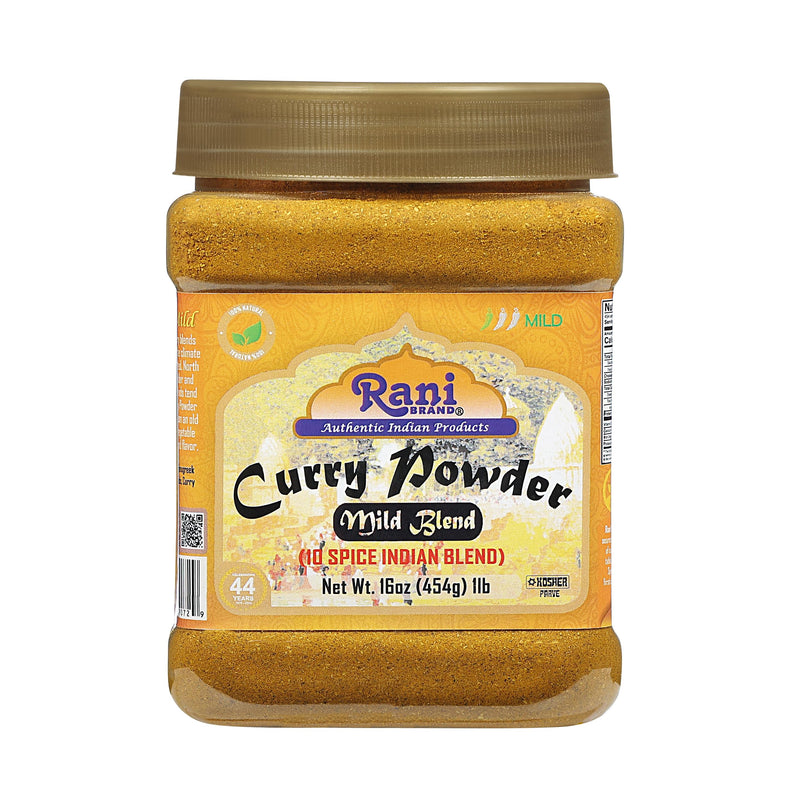 Rani Curry Powder Mild (10-Spice Authentic Indian Blend) 16oz (1lb) 454g PET Jar ~ All Natural | Salt-Free | NO Chili or Peppers | Vegan | Kosher | No Colors