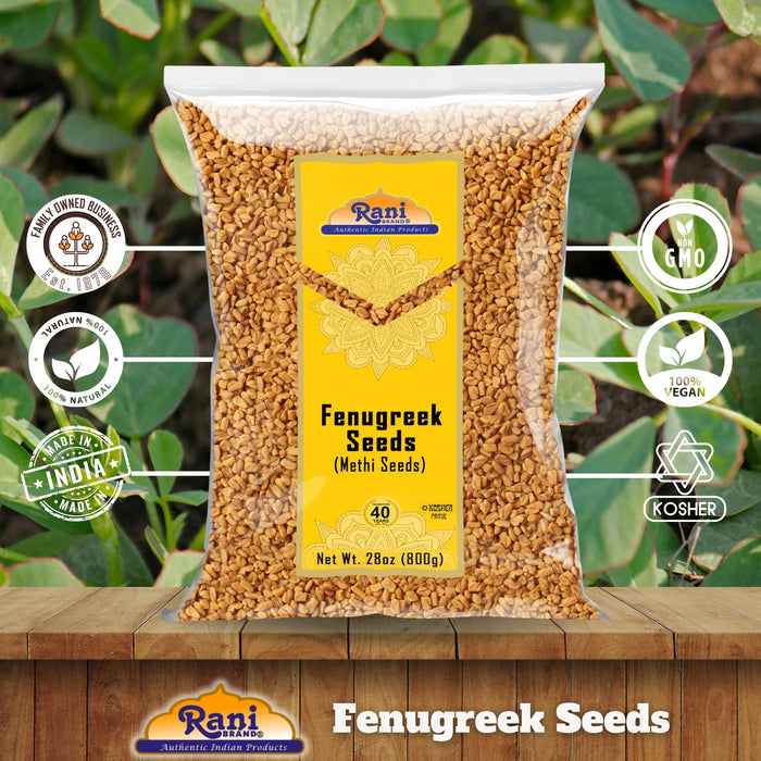 Rani Fenugreek (Methi) Seeds Whole 28oz (800g) Trigonella foenum graecum ~ All Natural | Vegan | Gluten Friendly | Non-GMO | Kosher | Indian Origin