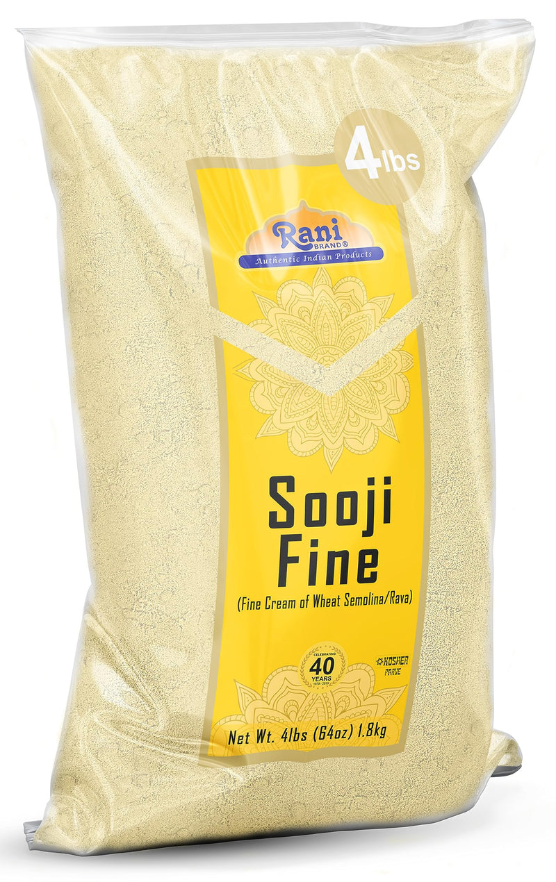 Rani Sooji Fine (Farina, Suji, Rava, Wheat) Flour, 64oz (4lbs) 1.81kg ~ All Natural | Vegan | NON-GMO | Kosher | Indian Origin