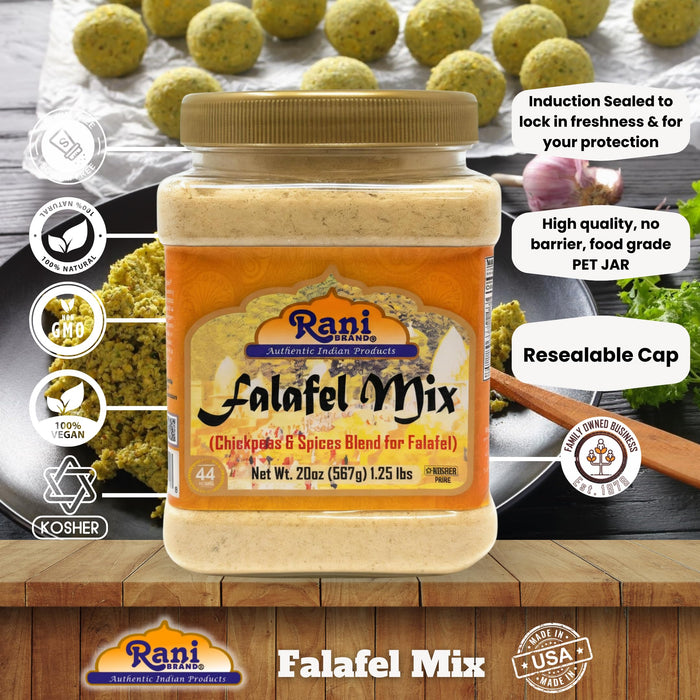 Rani Falafel Mix (Chickpeas & Spices Blend for Falafel) 20oz (1.25lbs) 567g PET Jar ~ Gluten Friendly | NON-GMO | Kosher | Product of USA