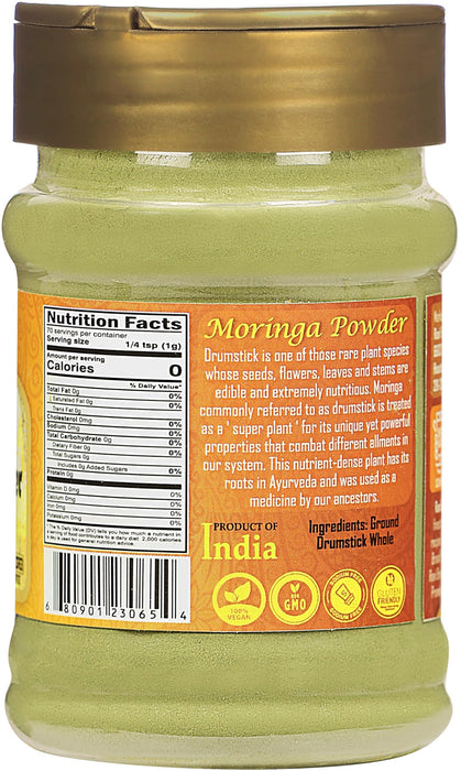 Rani Moringa Powder (Drumstick Powder) 2.46oz (70g) PET Jar ~ 100% Natural | Vegan | Gluten Friendly | NON-GMO | Kosher | No colors | Indian Origin