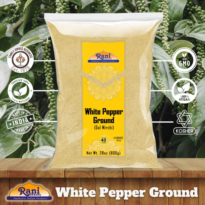 Rani White Pepper (Gol Mirch), Ground Spice 28oz (1.75lbs) 800g ~ All Natural | Vegan | Gluten Friendly | NON-GMO | Kosher | Indian Origin