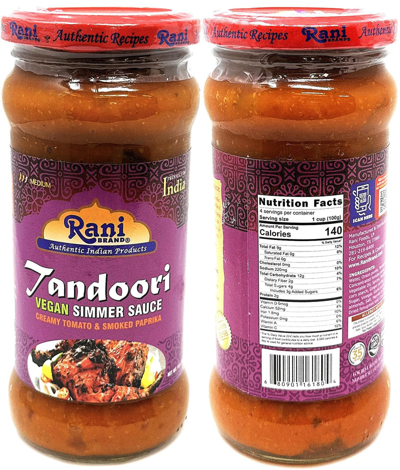 Rani Curry Vegan Simmer Sauces 6-Pack Variety (Tandoori, Tikka, Vindaloo, Korma, Chilli Chicken, Spicy Butter Chicken) 14oz (400g) Glass Jar ~ Easy to Use | All Natural | Gluten Free | Indian Origin
