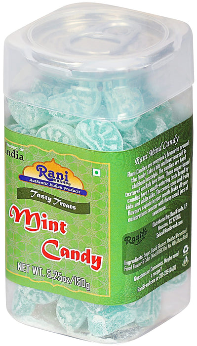 Rani Mint Candy 5.25oz (150g) Vacuum Sealed, Easy Open Top, Resealable Container ~ Indian Tasty Treats | Vegan | Gluten Friendly | NON-GMO | Indian Origin