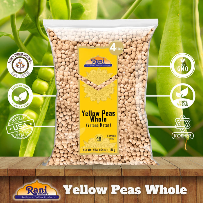 Rani Yellow Peas Whole, Dried (Vatana, Matar) 64oz (4lbs) 1.81kg ~ All Natural | Vegan | Gluten Friendly | Kosher | Product of USA