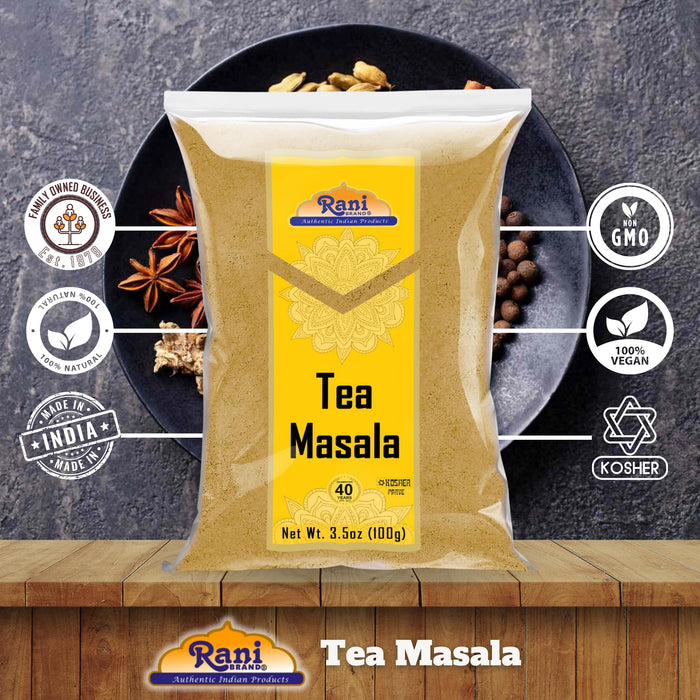 Rani Tea (Chai) Masala 3.5oz (100g) ~ All Natural | Vegan | Gluten Friendly | Salt & Sugar Free | NON-GMO | Kosher | No Colors