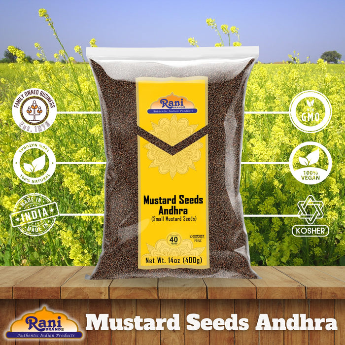 Rani Andra Mustard Seeds (Rai) Whole Spice (Rai Sarson) 14oz (400g) ~ All Natural | Gluten Friendly | NON-GMO | Kosher | Vegan | Indian Origin