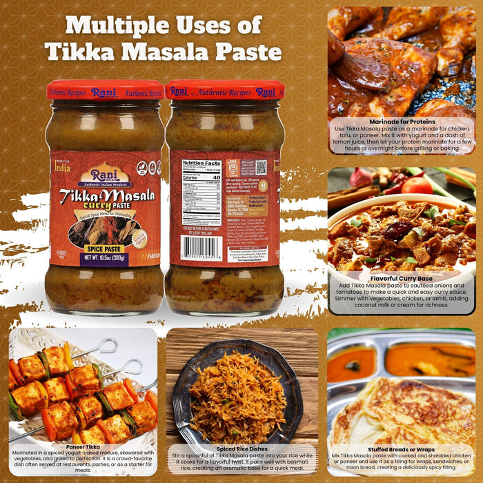 Rani Tikka Masala Cooking Spice Paste 10.5oz (300g) Glass Jar ~ No Colors | All Natural | NON-GMO | Kosher | Vegan | Gluten Free | Indian Origin