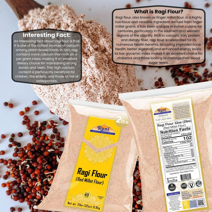 Rani Raggi Flour (Finger Millet) 2lbs (32oz) Bulk ~ All Natural | Vegan | Gluten Friendly | NON-GMO | Kosher | Indian Origin