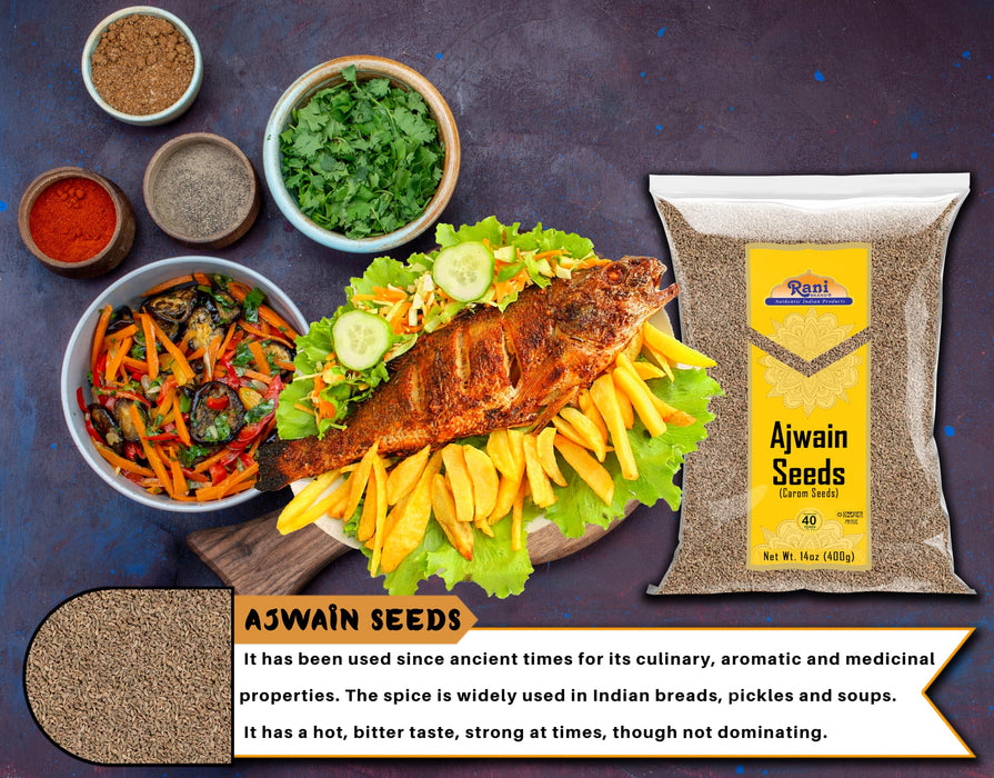 Rani Ajwain Seeds (Carom Bishops Weed) Spice Whole 14oz (400g) ~ Natural | Vegan | Gluten Friendly | NON-GMO | Kosher | Indian Origin