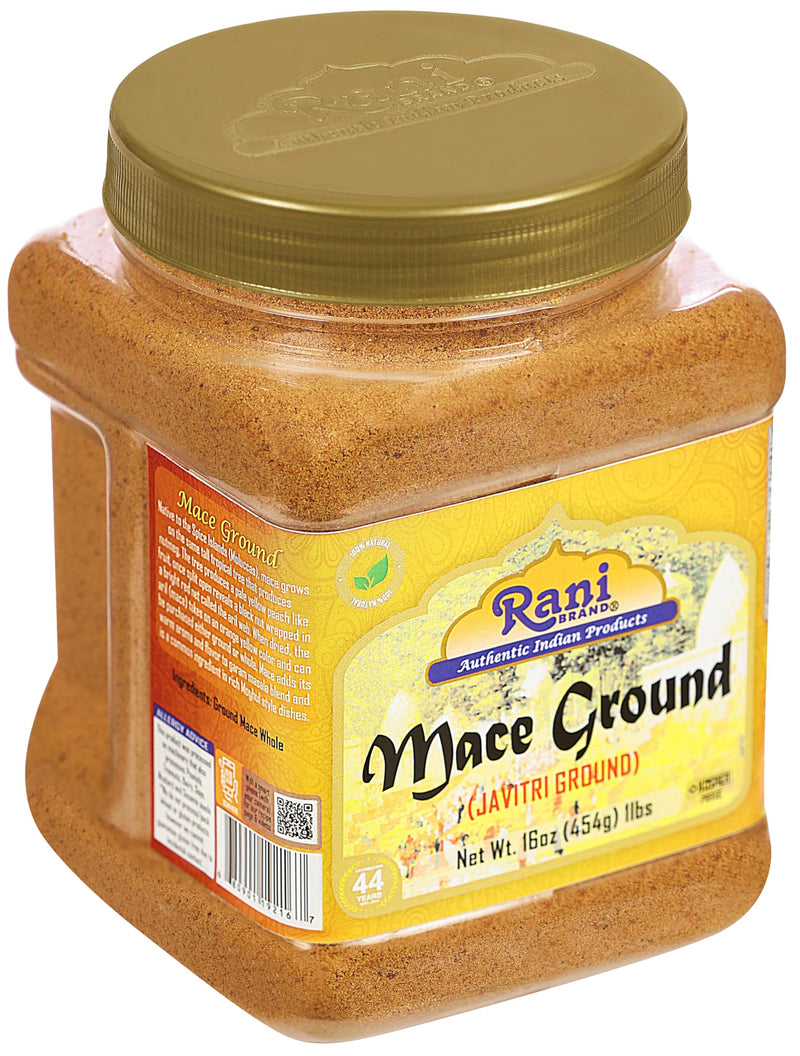 Rani Mace Ground (Javathri) Powder 16oz (454g) 1 Pound, PET jar ~ All Natural | Vegan | Gluten Friendly | NON-GMO | Kosher | Indian Origin