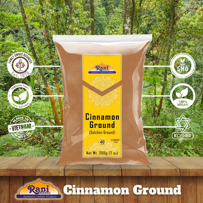 Rani Cinnamon Powder (Ground) Spice 7oz (200g) ~ All Natural, Salt-Free | Vegan | No Colors | Gluten Free Ingredients | NON-GMO | Kosher