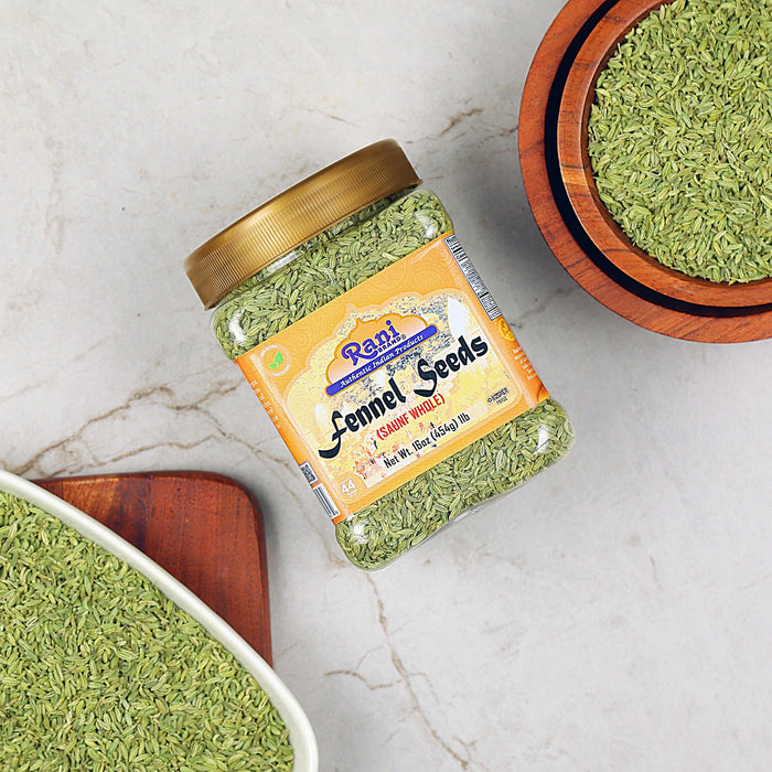 Rani Fennel Seeds (Saunf Sabut) Whole Spice 16oz (1lb) 454g PET Jar ~ All Natural | Gluten Friendly | NON-GMO | Vegan | Kosher | Indian Origin