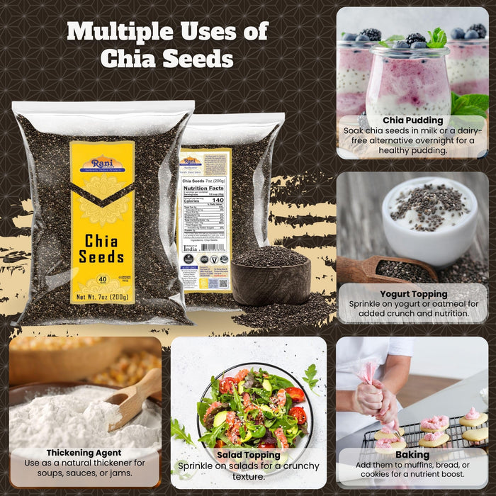 Rani Chia Seeds 7oz (200g) ~ All Natural | Vegan | Gluten Friendly | NON-GMO | Kosher | Indian Origin…