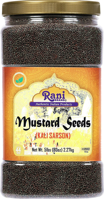 Rani Black Mustard Seeds Whole Spice (Kali Rai) 80oz (5lbs) 2.27kg Bulk PET Jar ~ All Natural | Gluten Friendly | NON-GMO | Kosher | Vegan | Indian Origin