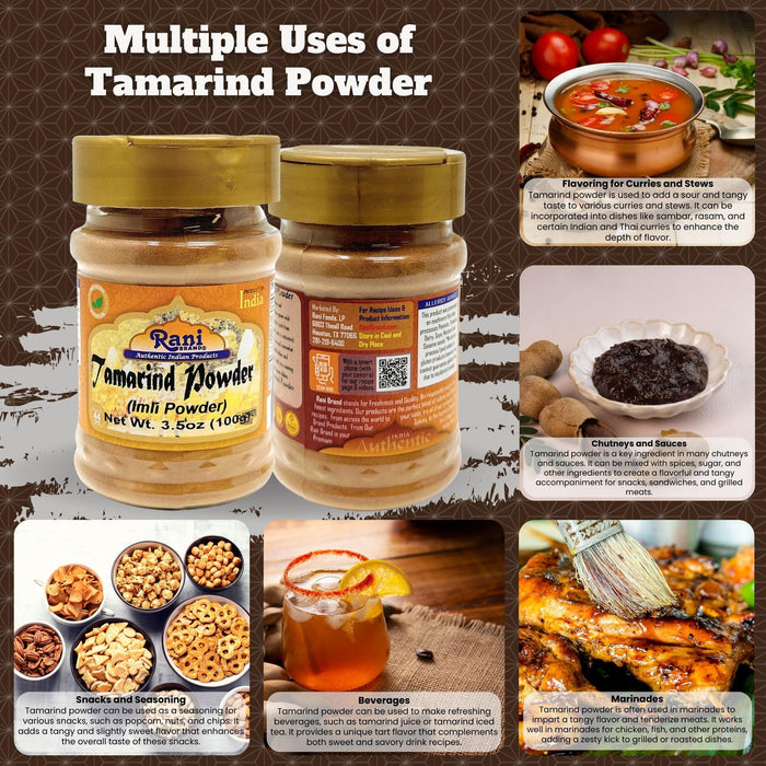 Rani Tamarind Powder (Imli) 3.5oz (100g) PET Jar ~ All Natural| No Added Sugar/Salt | Vegan | Gluten Friendly | Kosher | NON-GMO | Indian Origin