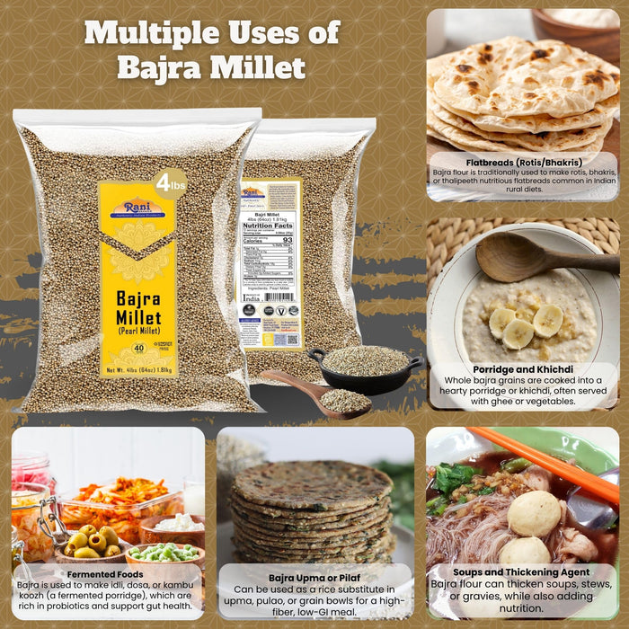 Rani Bajri Millet (Pearl Millet) 64oz (4lbs) 1.81kg Bulk ~ All Natural | Vegan | Gluten Friendly | NON-GMO | Kosher | Indian Origin