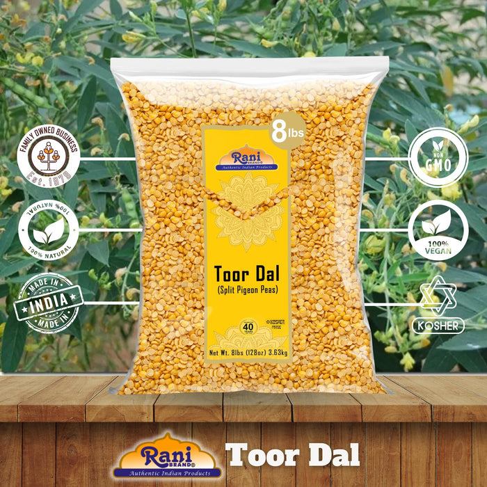 Rani Toor Dal (Split Pigeon Peas) 128oz (8lbs) 3.63kg Bulk ~ All Natural | Gluten Friendly | NON-GMO | Kosher | Vegan | Indian Origin