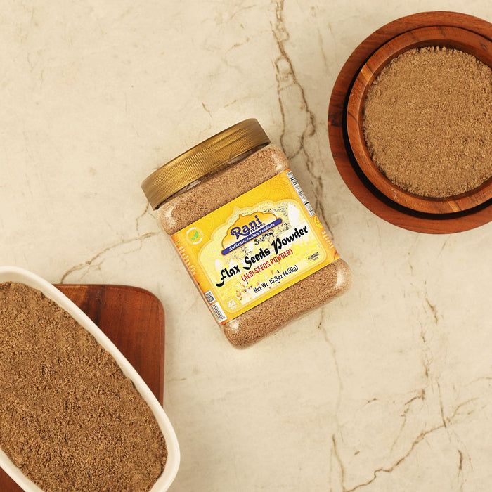 Rani Flax Seeds Powder (Alsi, Linum usitatissimum)15.8oz (450g) PET Jar | All Natural ~ Gluten Free Ingredients | Non-GMO | Kosher | Vegan | Indian Origin
