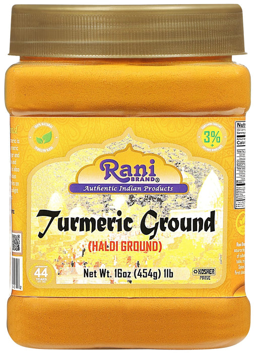 Rani Turmeric (Haldi) Root Powder Spice, (High Curcumin Content) 16oz (1lb) 454g PET Jar, Pack of 6 ~ All Natural | 100% Pure, Salt Free | Vegan | Gluten Friendly | NON-GMO | Indian Origin