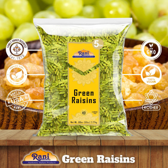 Rani Green Raisins 80oz (5lbs) 2.27kg Bulk ~ All Natural | Gluten Friendly | Non-GMO | Kosher | Vegan | Product of USA