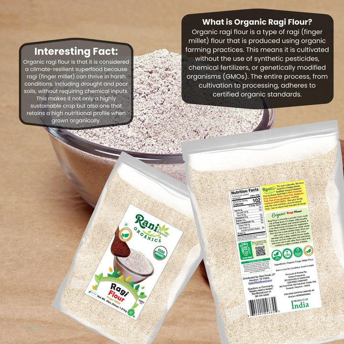 Rani Organic Ragi (Red Millet) Flour 64oz (4lbs) 1.81kg Bulk~All Natural | Vegan | Gluten Friendly | NON-GMO | Kosher | Indian Origin | USDA Certified Organic