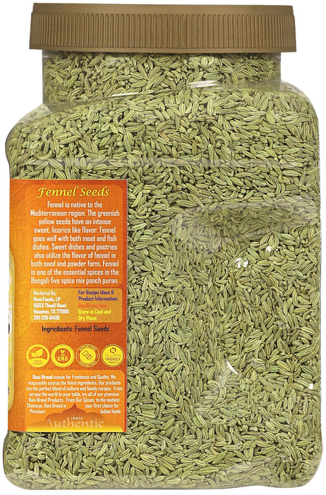 Rani Fennel (Saunf) Seeds Whole, Indian Spice 32oz (2lbs) 908g PET Jar ~ All Natural | Gluten Friendly | NON-GMO | Kosher | Vegan