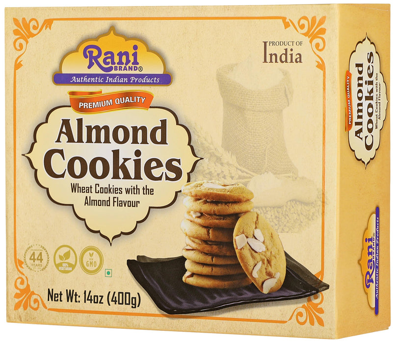 Rani Almond Cookies (Wheat Cookies with Almond Flavor) 14oz (400g) Premium Quality Indian Cookies ~ All Natural | Vegan | Non-GMO | Indian Origin