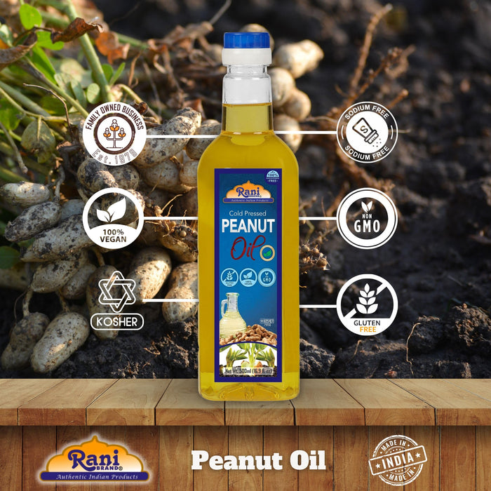 Rani Peanut Oil 16.9 Ounce (500ml) Cold Pressed | 100% Natural | NON-GMO | Kosher | Vegan | Gluten Free