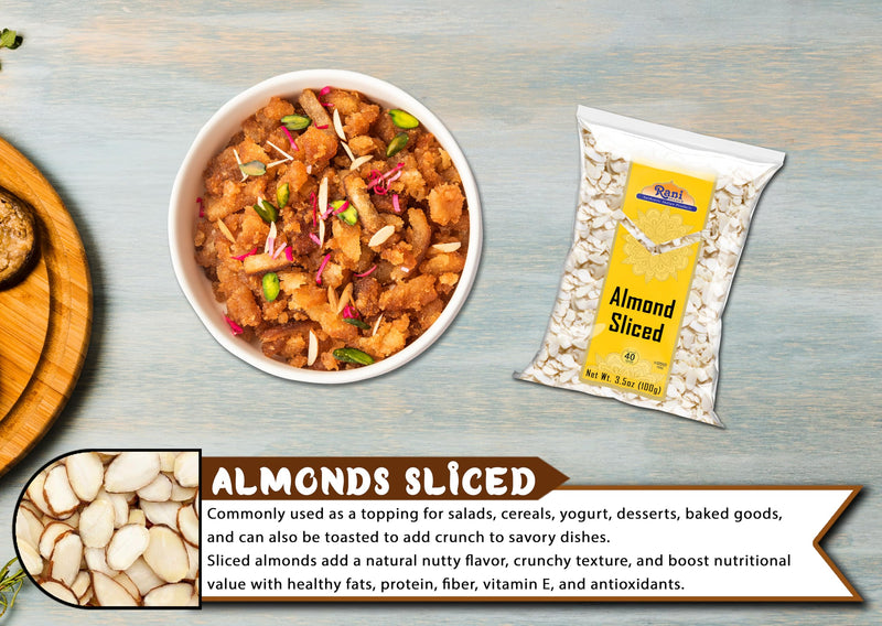 Rani Sliced Almonds (uncooked, unsalted) 3.5oz (100g) ~ All Natural | Vegan | Gluten Friendly | Kosher | Fresh Product of USA ~ California Shelled Almonds